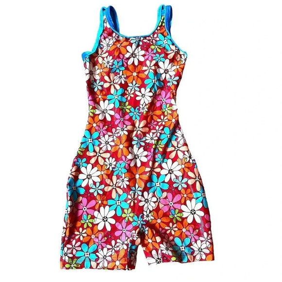 GK Floral Print Girl Sportswear Gymnastics Suits Size XS - Picture 1 of 4